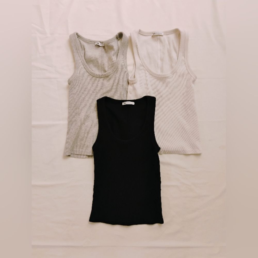 Zara ribbed tank tops, set of 3
